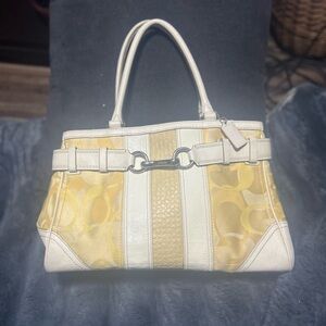 Y2K Coach Hamptons Carryall Shoulder yellow and creme Purse